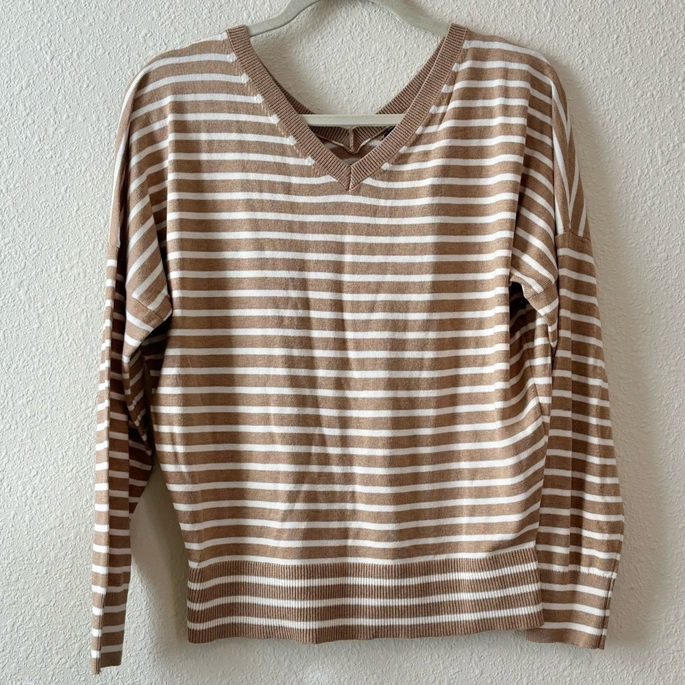 Banana Republic Factory Striped Forever Yarn V-Neck Sweater Sz XS